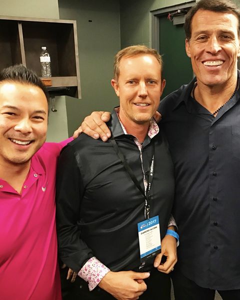 Dan with Tony Robbins backstage at an event
