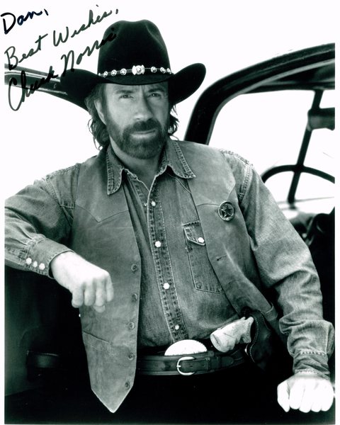 Signed photo of Chuck Norris made out to Dan