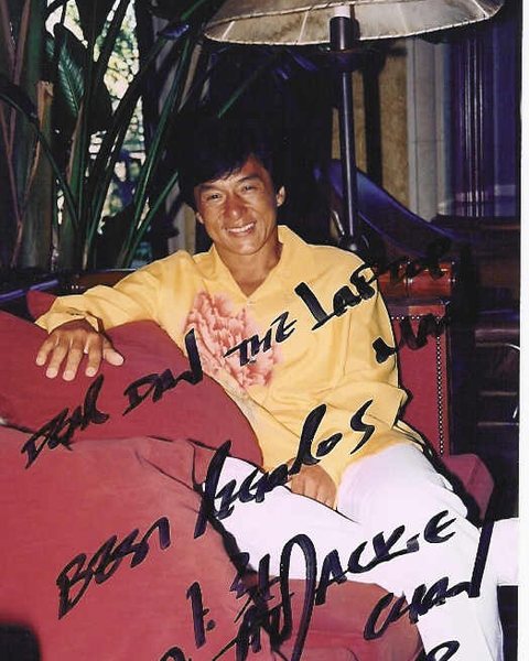 Signed photo of Jackie Chan made out to Dan